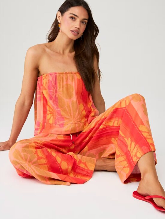 Free People Pants - Free People Devella Set NWT Strapless Top Wide Leg Pants Summer Combo XL